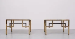 Sale Pamono Brass Square Side Tables from Belgo Chrome, 1970s, Set of 2