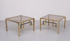 Sale Pamono Brass Square Side Tables from Belgo Chrome, 1970s, Set of 2
