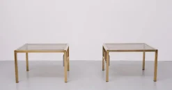 Sale Pamono Brass Square Side Tables from Belgo Chrome, 1970s, Set of 2