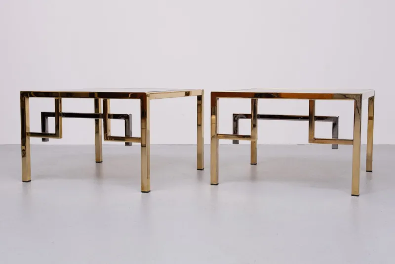 Sale Pamono Brass Square Side Tables from Belgo Chrome, 1970s, Set of 2