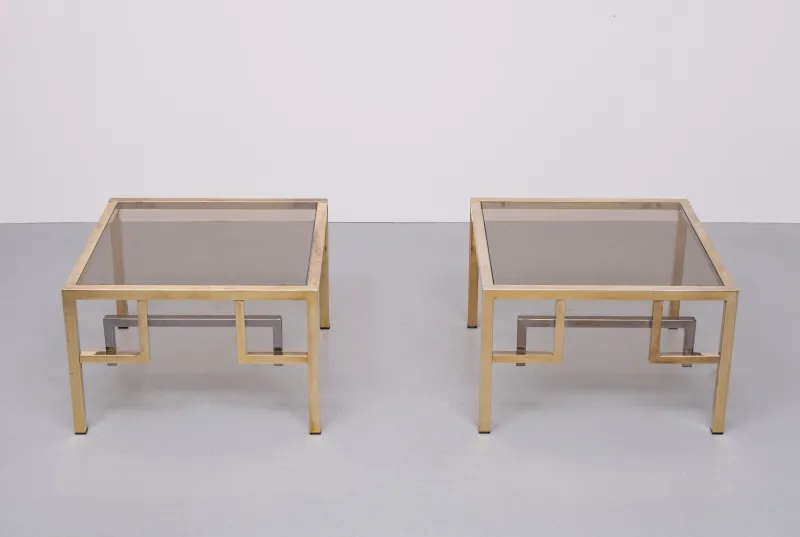 Sale Pamono Brass Square Side Tables from Belgo Chrome, 1970s, Set of 2