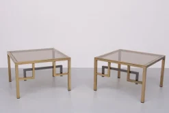 Sale Pamono Brass Square Side Tables from Belgo Chrome, 1970s, Set of 2