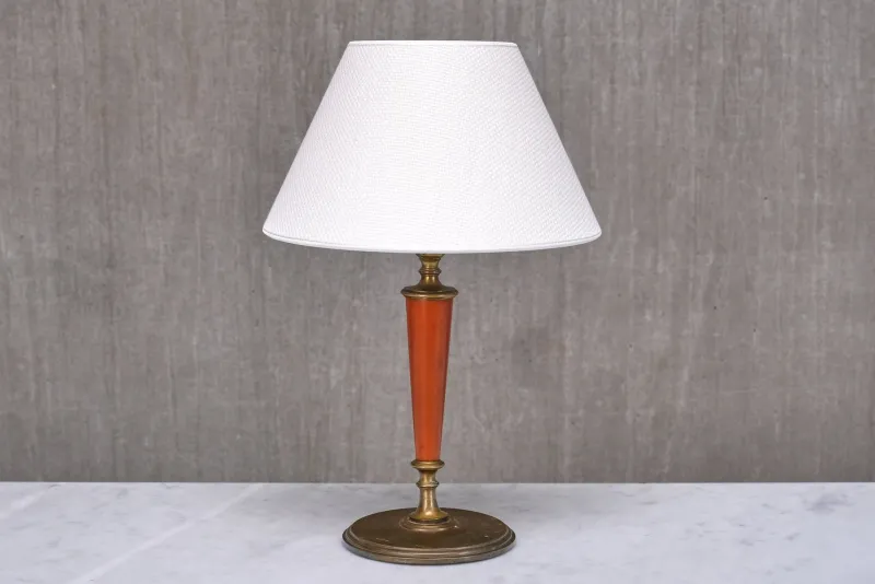 Pamono Brass Table Lamp with Linen Shade by Erik Tidstrand for Nordiska Kompaniet, Sweden, 1927> Table Lamps