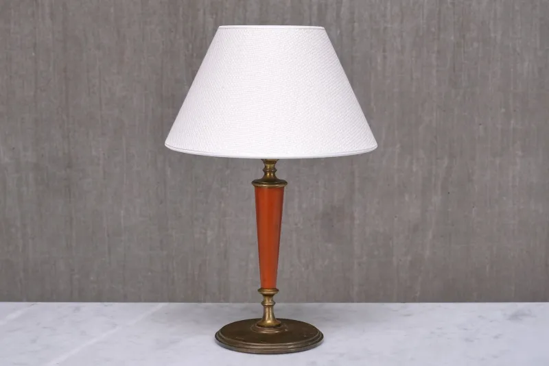 Pamono Brass Table Lamp with Linen Shade by Erik Tidstrand for Nordiska Kompaniet, Sweden, 1927> Table Lamps