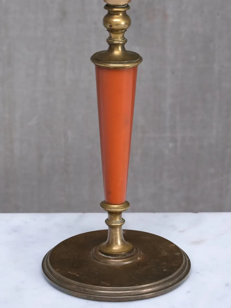 Pamono Brass Table Lamp with Linen Shade by Erik Tidstrand for Nordiska Kompaniet, Sweden, 1927> Table Lamps