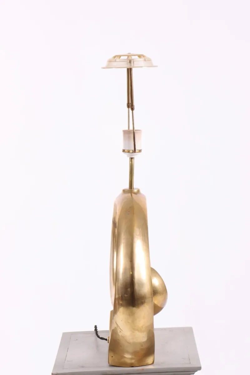 Pamono Brass Table Lamp with New Fabric Shade, Denmark, 1970s> Table Lamps