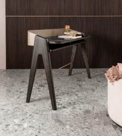 Pamono Bravero Laguna Oak and Breccia Imperiale Glass Desk by Morica Design> Tables|Desks