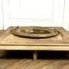 Clearance Pamono Brazier Heater Planter in Copper on Wooden Base