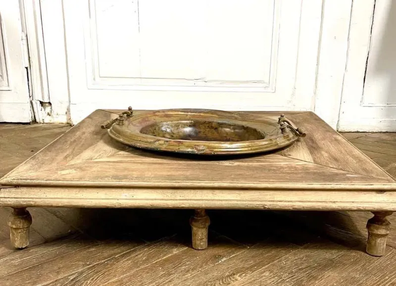 Clearance Pamono Brazier Heater Planter in Copper on Wooden Base