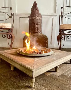 Clearance Pamono Brazier Heater Planter in Copper on Wooden Base