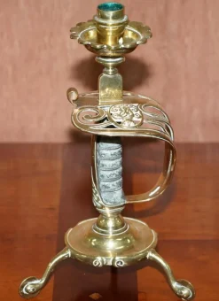 Pamono British Army Sword Handle Candlesticks from Benham & Froud VR, 1905, Set of 2><noscript><img width=
