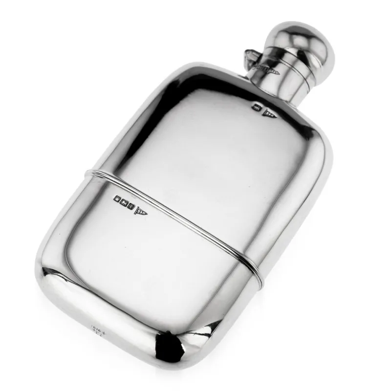Pamono British Silver Hip Flask and Cup from Walker & Hall, 1915> Bottles, Carafes & Jugs