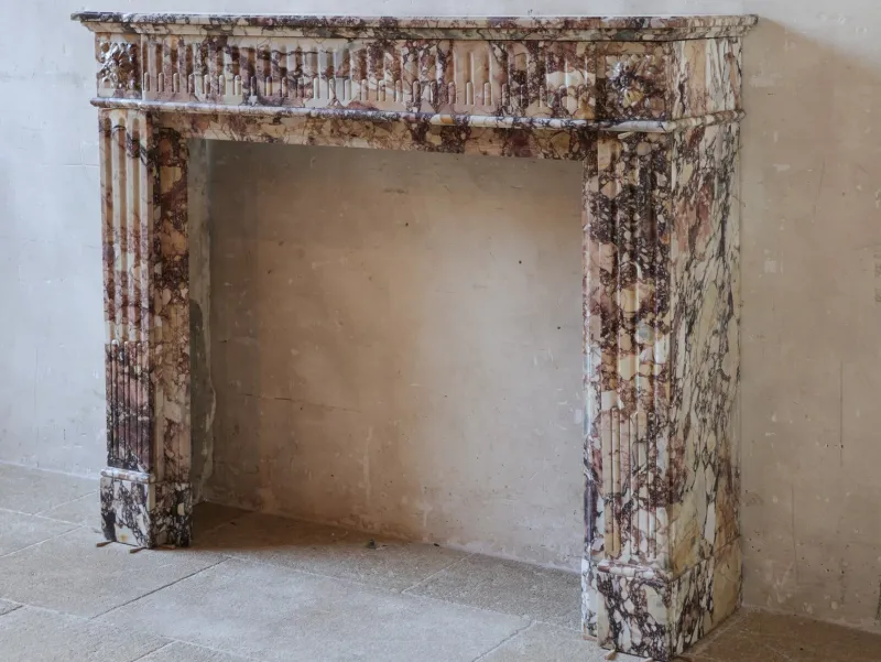 Pamono Brocatelle Marble Fireplace in Soft Pink, Peach, and Powder Tones> Fireplaces And Mantels