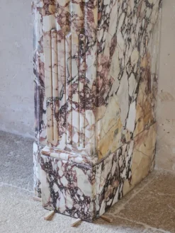 Pamono Brocatelle Marble Fireplace in Soft Pink, Peach, and Powder Tones><noscript><img width=