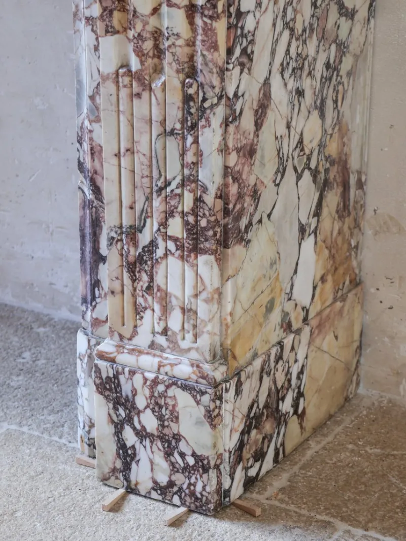Pamono Brocatelle Marble Fireplace in Soft Pink, Peach, and Powder Tones> Fireplaces And Mantels