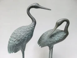 Pamono Bronze & Green Patinated Crane Sculptures, 1970s, Set of 2><noscript><img width=