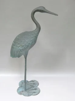 Pamono Bronze & Green Patinated Crane Sculptures, 1970s, Set of 2><noscript><img width=