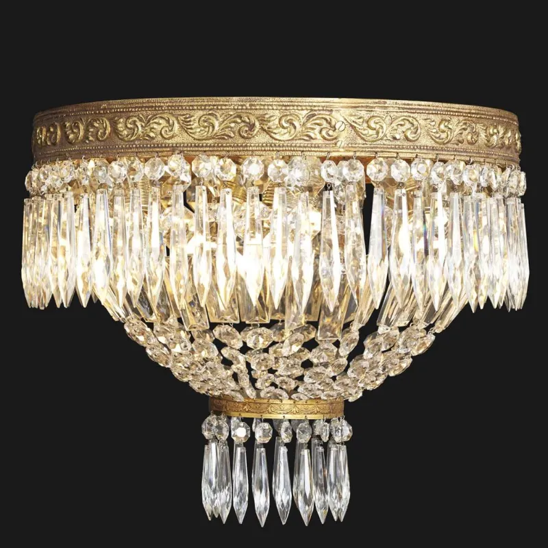 Hot Pamono Bronze and Crystal Ceiling Lamp, 1960s