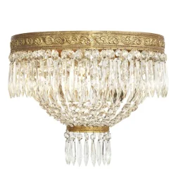 Hot Pamono Bronze and Crystal Ceiling Lamp, 1960s