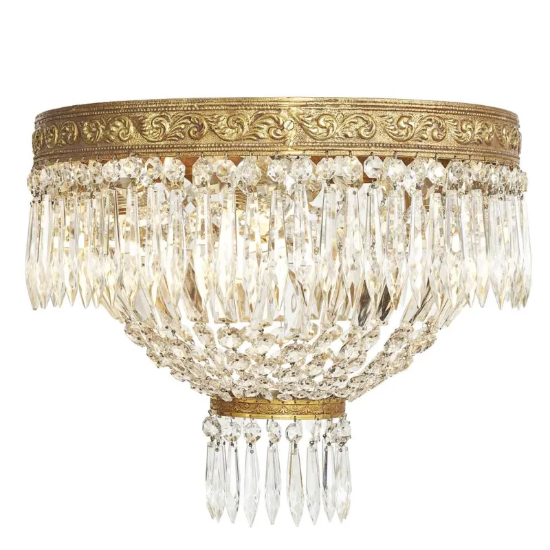 Hot Pamono Bronze and Crystal Ceiling Lamp, 1960s