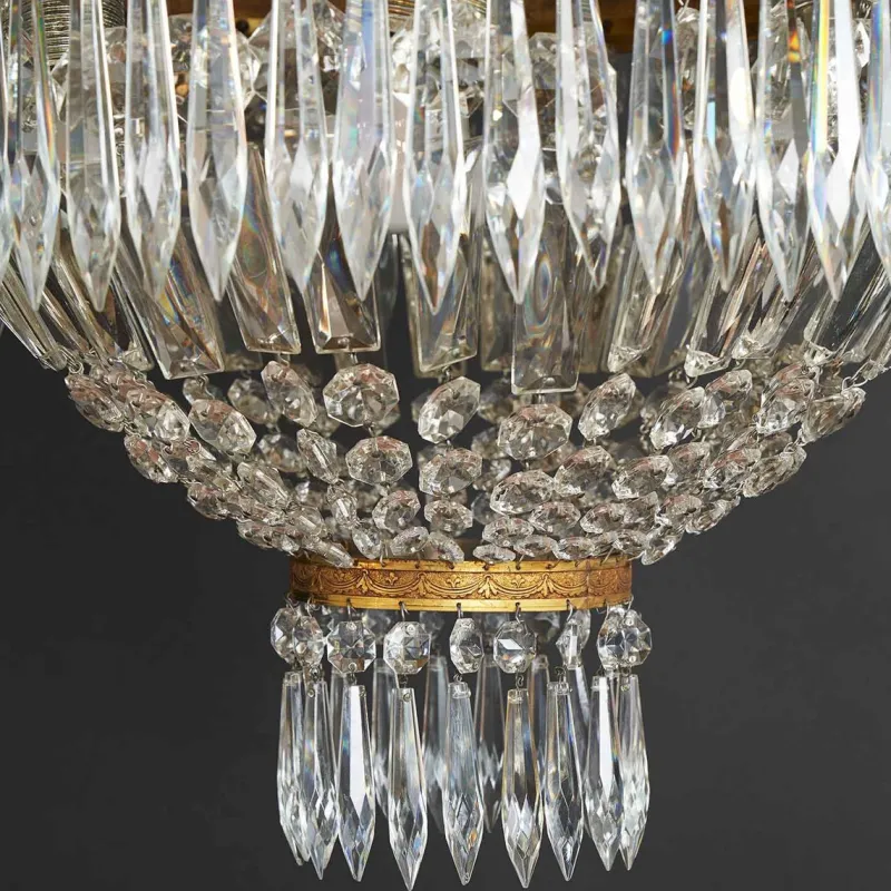 Hot Pamono Bronze and Crystal Ceiling Lamp, 1960s