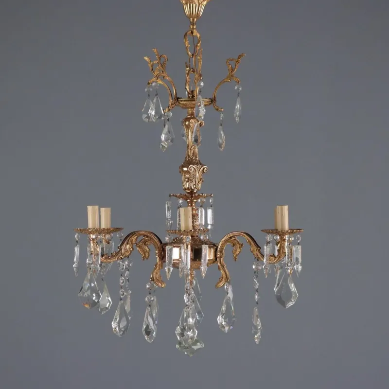Pamono Bronze and Crystal Chandelier> Glassware