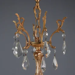 Pamono Bronze and Crystal Chandelier><noscript><img width=