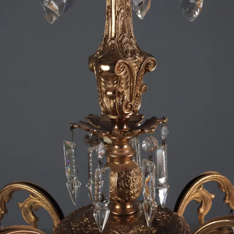 Pamono Bronze and Crystal Chandelier> Glassware