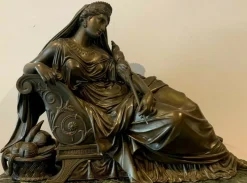 Pamono Bronze and Marble Clock by J. Feuchere for Gauthier, 19th Century><noscript><img width=