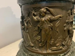 Pamono Bronze and Marble Clock by J. Feuchere for Gauthier, 19th Century><noscript><img width=