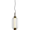 Pamono Bronze and Transparent Glass Bai T Ba Ba Pendant Lamp by Parachilna