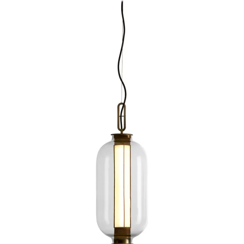 Pamono Bronze and Transparent Glass Bai T Ba Ba Pendant Lamp by Parachilna