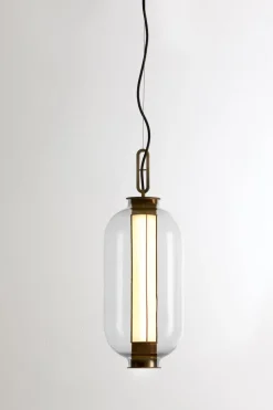 Pamono Bronze and Transparent Glass Bai T Ba Ba Pendant Lamp by Parachilna