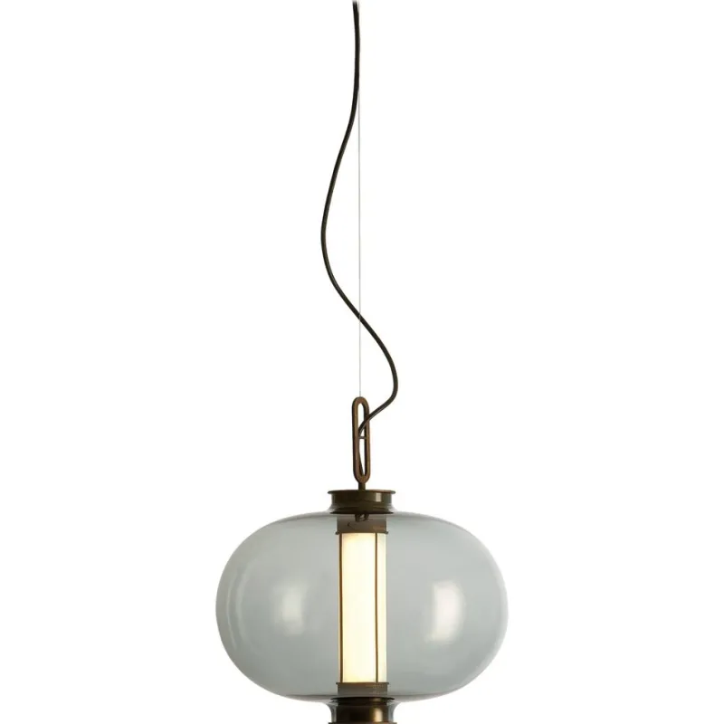 Pamono Bronze and Transparent Glass Bai T Ma Ma Pendant Lamp by Parachilna