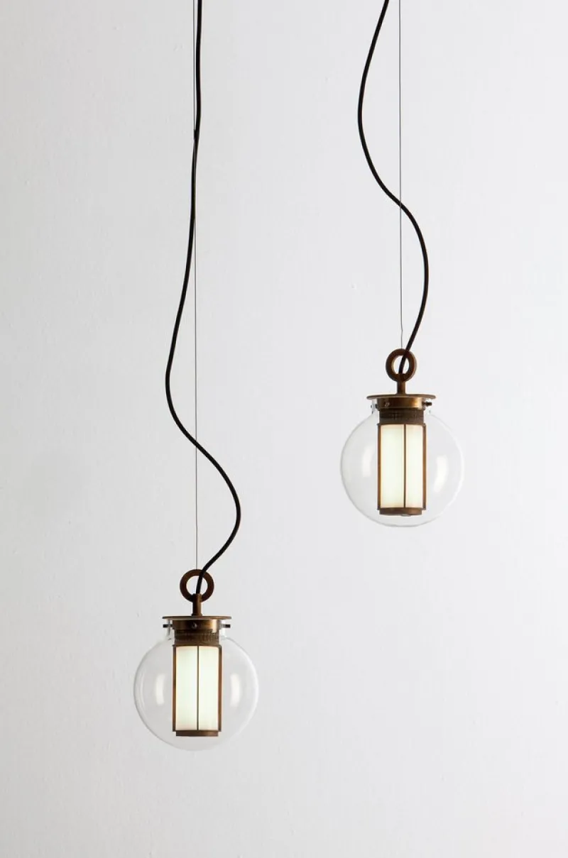 Pamono Bronze and Transparent Glass Bai T Ma Ma Pendant Lamp by Parachilna