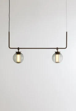Pamono Bronze and Transparent Glass Bai T Pendant II by Parachilna> Ceiling Lights