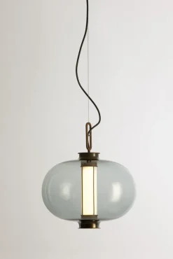 Pamono Bronze and Transparent Glass Bai T Pendant II by Parachilna><noscript><img width=