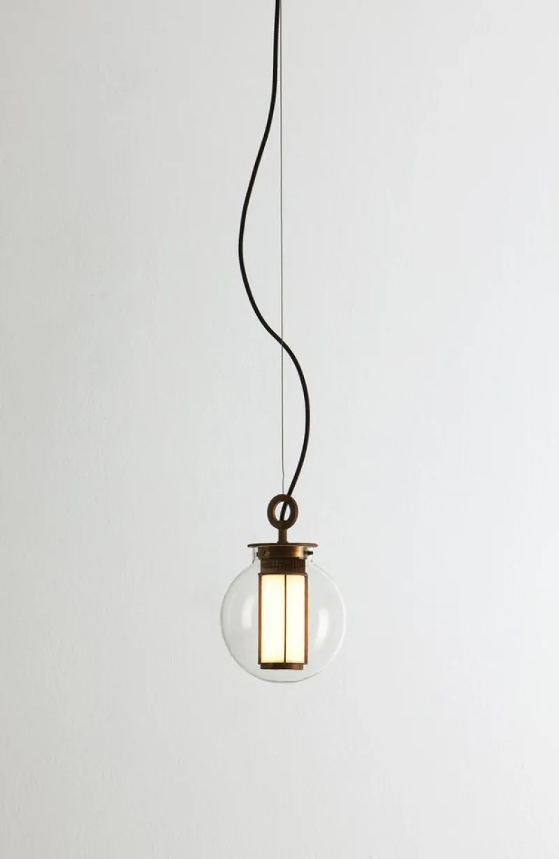Pamono Bronze and Transparent Glass Bai T Pendant II by Parachilna> Ceiling Lights