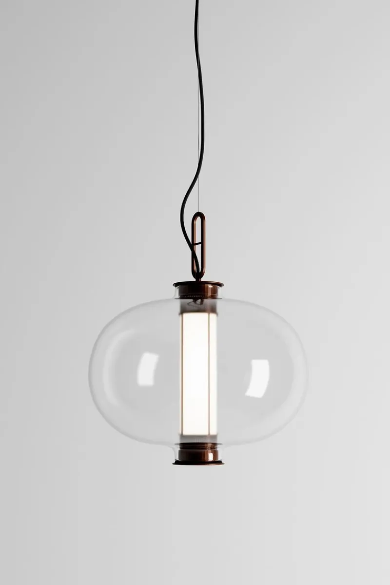 Pamono Bronze and Transparent Glass Bai T Di Di Pendant Lamp by Parachilna> Ceiling Lights