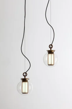 Pamono Bronze and Transparent Glass Bai T Di Di Pendant Lamp by Parachilna><noscript><img width=
