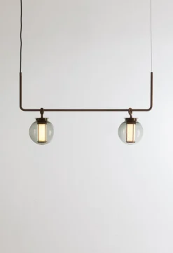 Pamono Bronze and Transparent Glass Bai T Di Di Pendant Lamp by Parachilna><noscript><img width=
