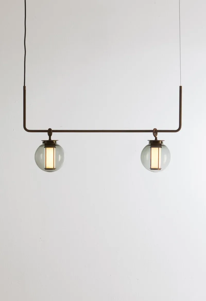 Pamono Bronze and Transparent Glass Bai T Di Di Pendant Lamp by Parachilna> Ceiling Lights