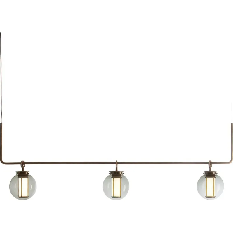 Pamono Bronze and Transparent Glass Bai T Pendant III by Parachilna> Ceiling Lights