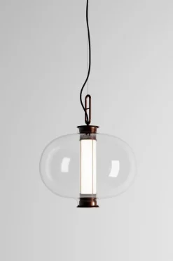 Pamono Bronze and Transparent Glass Bai T Pendant III by Parachilna><noscript><img width=