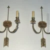 Pamono Bronze Arrow Wall Lights in the Effigy of the Sun King by Louis Gau, Set of 2