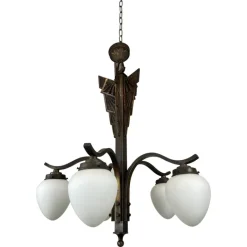 New Pamono Bronze Art Deco Hanging Lamp, 1930s