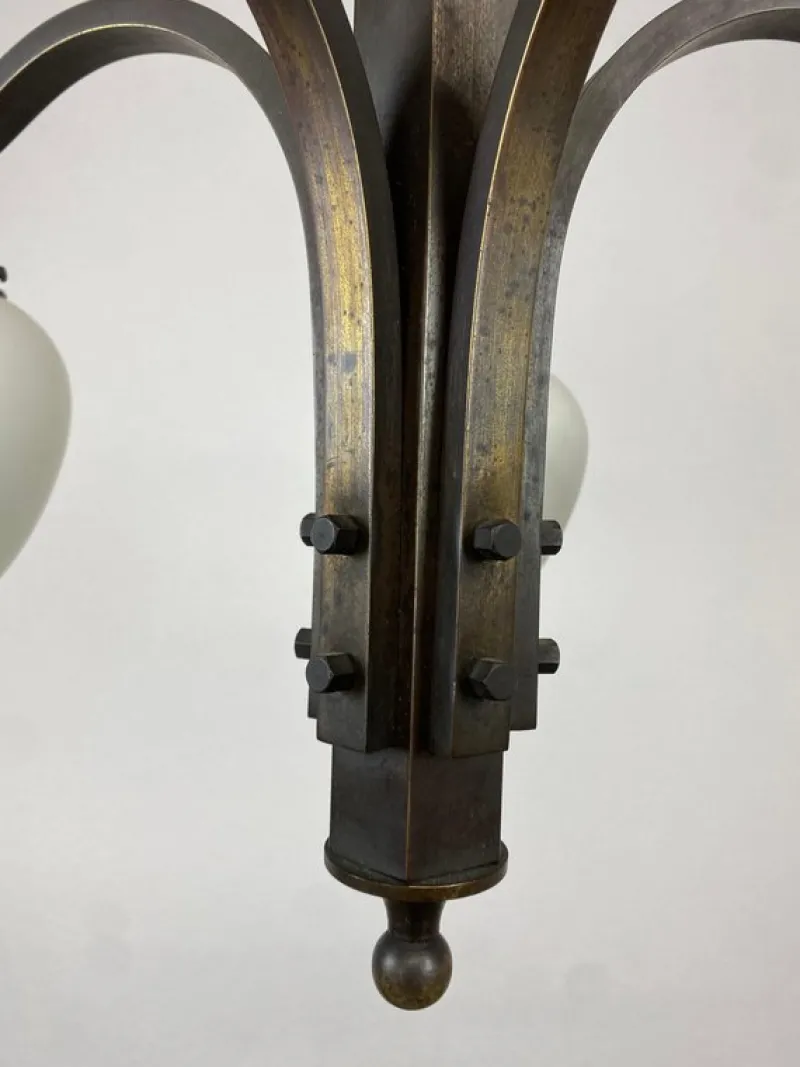 New Pamono Bronze Art Deco Hanging Lamp, 1930s