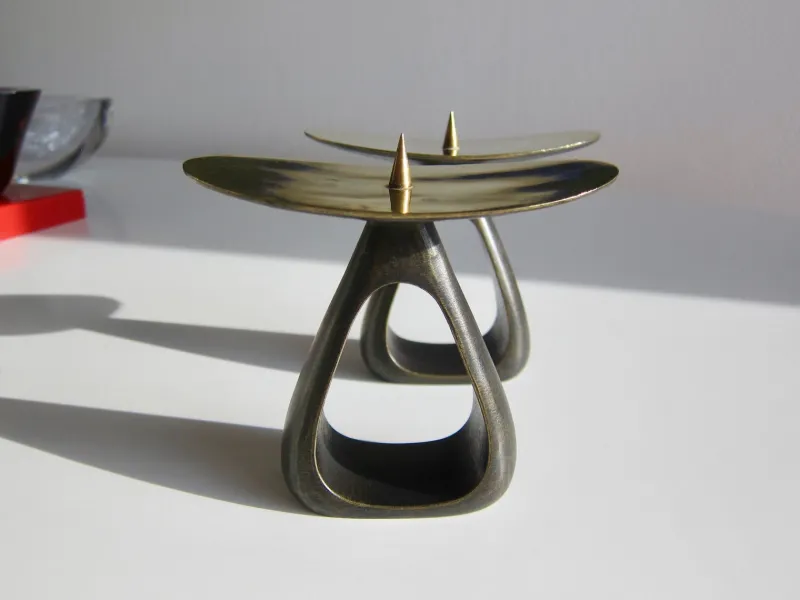 Pamono Bronze Candleholders by Carl Auböck, 1960s, Set of 2> Candleholders