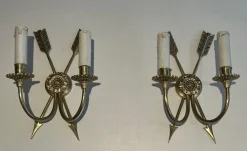 Sale Pamono Bronze Crossed Arrow Wall Lights, Set of 2