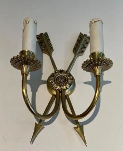 Sale Pamono Bronze Crossed Arrow Wall Lights, Set of 2